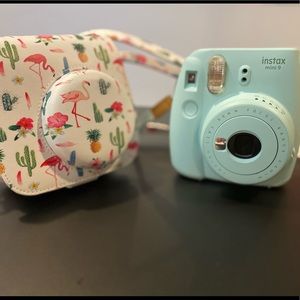 Instax Mini 9 Polaroid camera and case